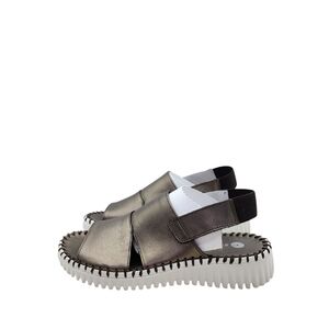 Eric Michael Women's Sola Pewter Leather Strap Sandal - 36